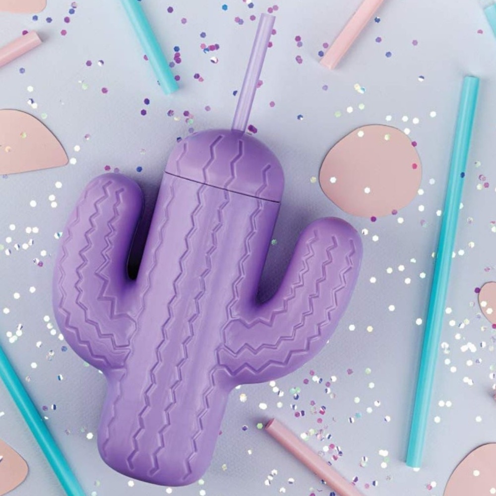 Pink Sky Cactus Cup with Straw